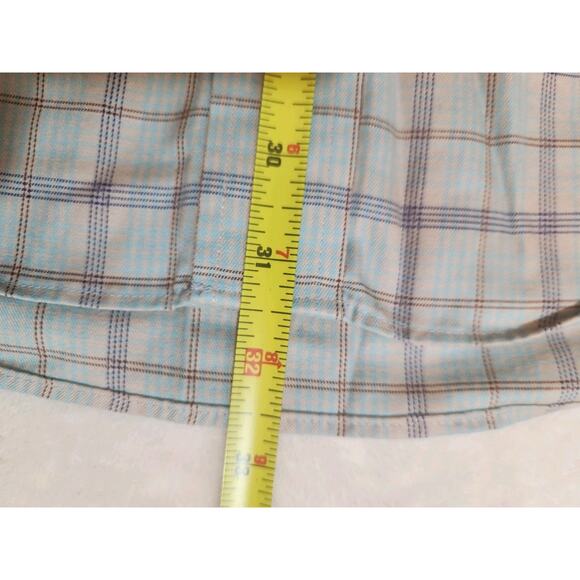 Overton Shirt Mens Large Blue Plaid Long Sleeve 100% Cotton Preppy Wrinkle Free - Picture 10 of 11